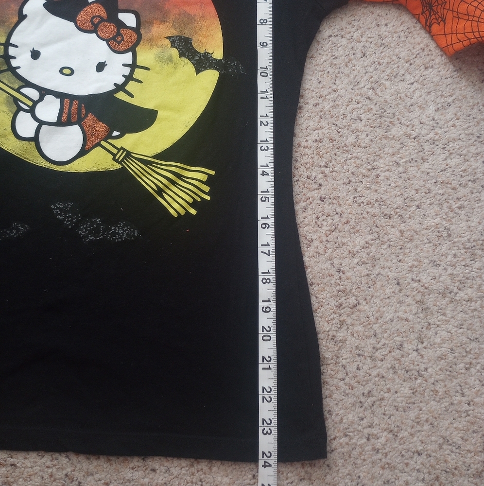 Hello Kitty Halloween Shirt Witch Spooky October Spider Webs - Picture 3 of 5